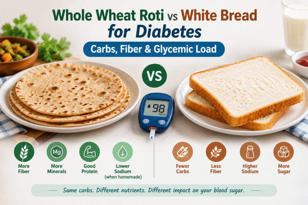 Whole Wheat Roti vs White Bread for Diabetes