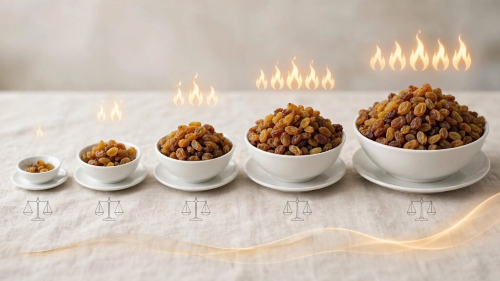 Raisins in different Serving size